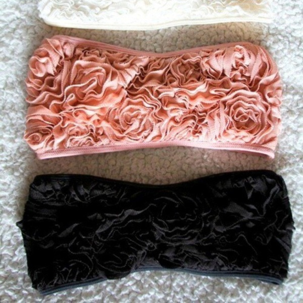 American Apparel 3D Mesh Floral Print Bandeau Swim